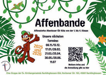 Auf dem Bild sieht Flyer der affenbande mit Terminen